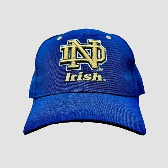 Vtg. Zephyr Notre Dame Fighting Irish Navy Fitted sz. 7 1/4 Embroidered HAT NWOT - Picture 1 of 6